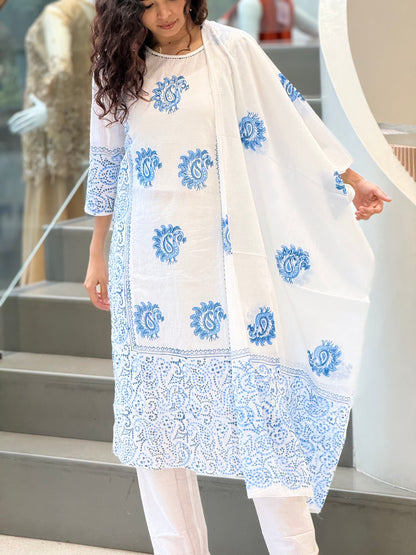 Peacock print 3 piece suit set