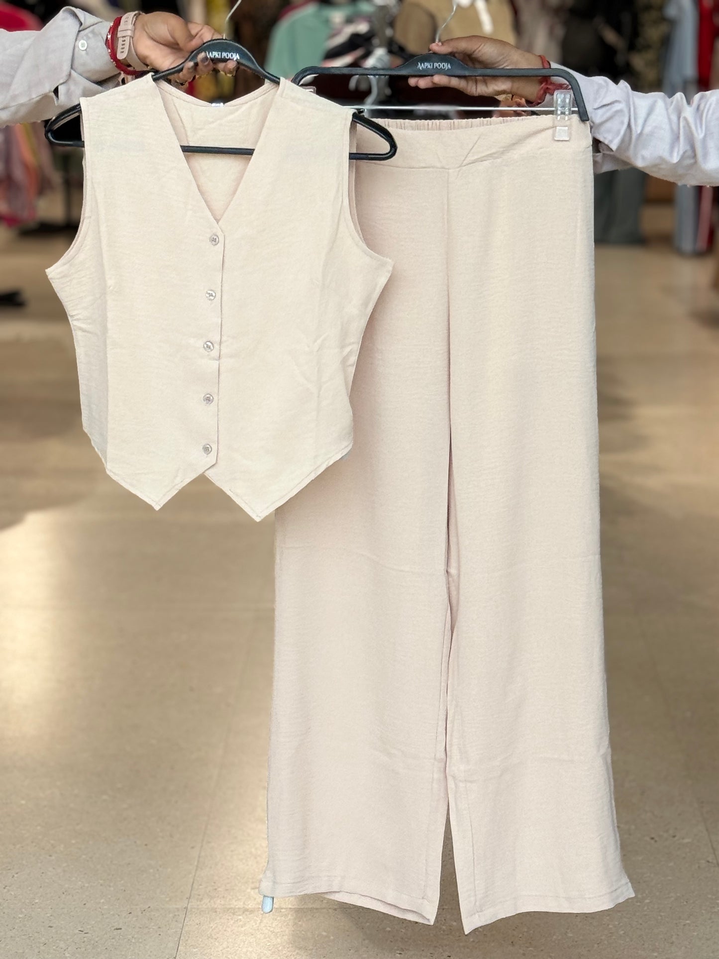 Waistcoat Top & Wide-Leg Trouser Co-Ord Set