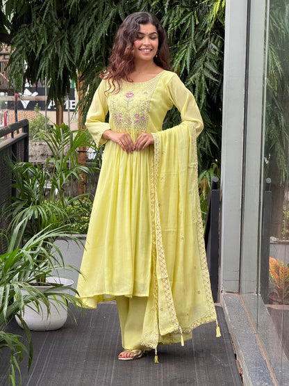 3 piece embroidered partywear suit set