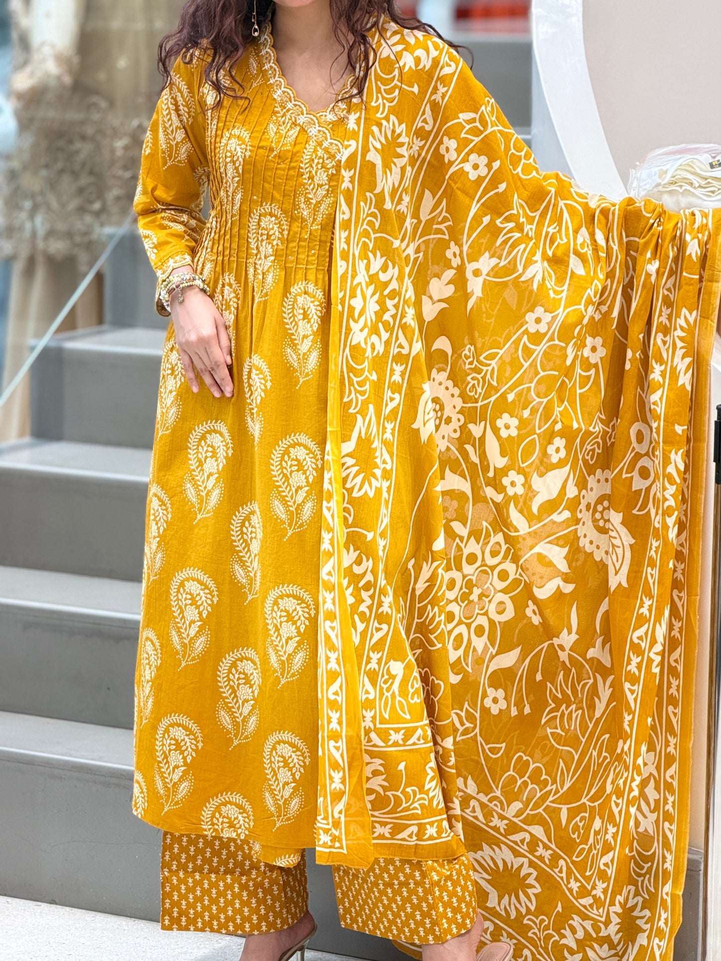 Cotton suit set angrakha pattrn