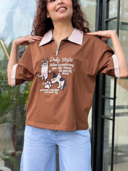 Women’s Daily Style patch Polo T-Shirt