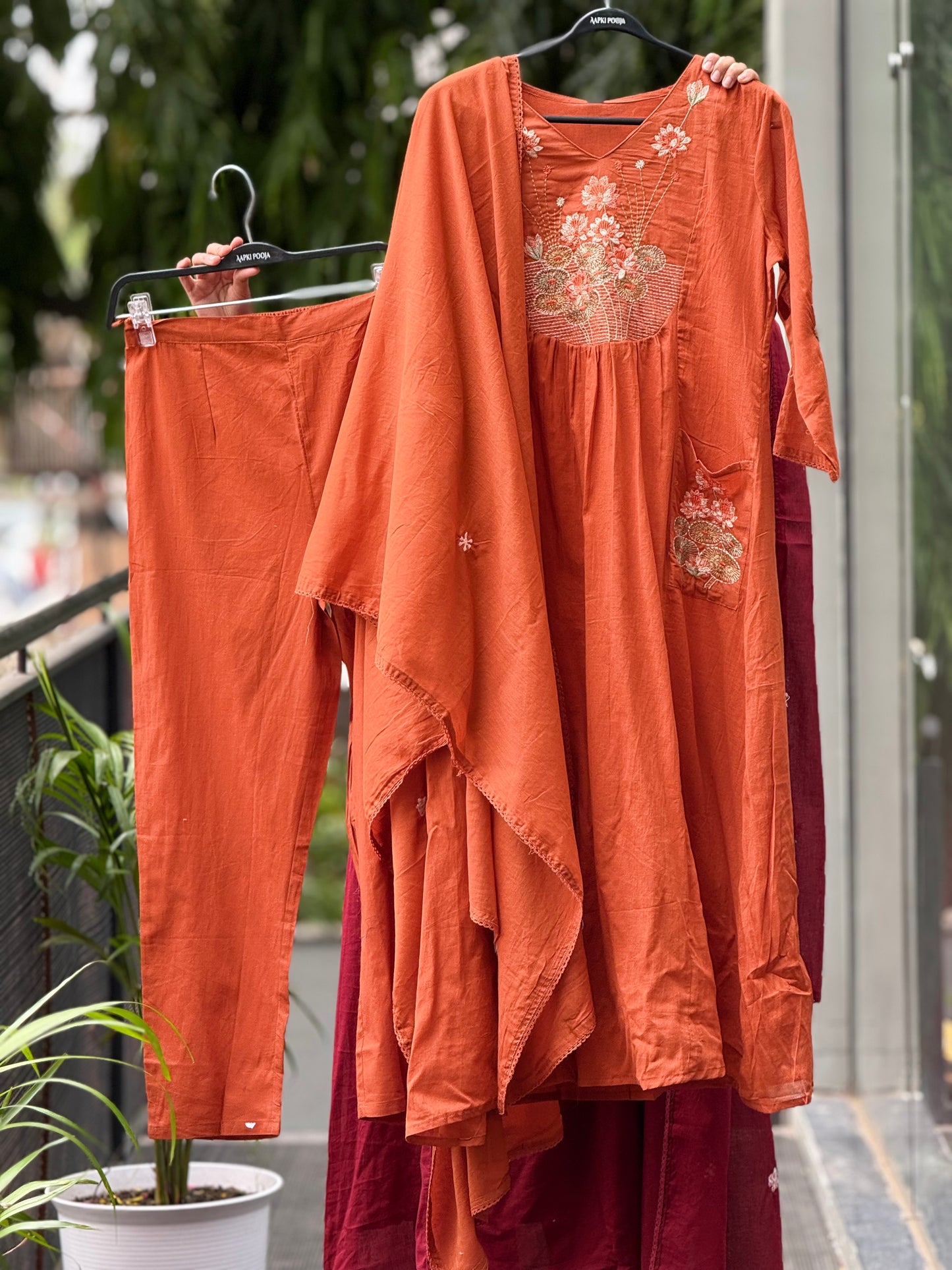 embroidered cotton 3 piece suit set
