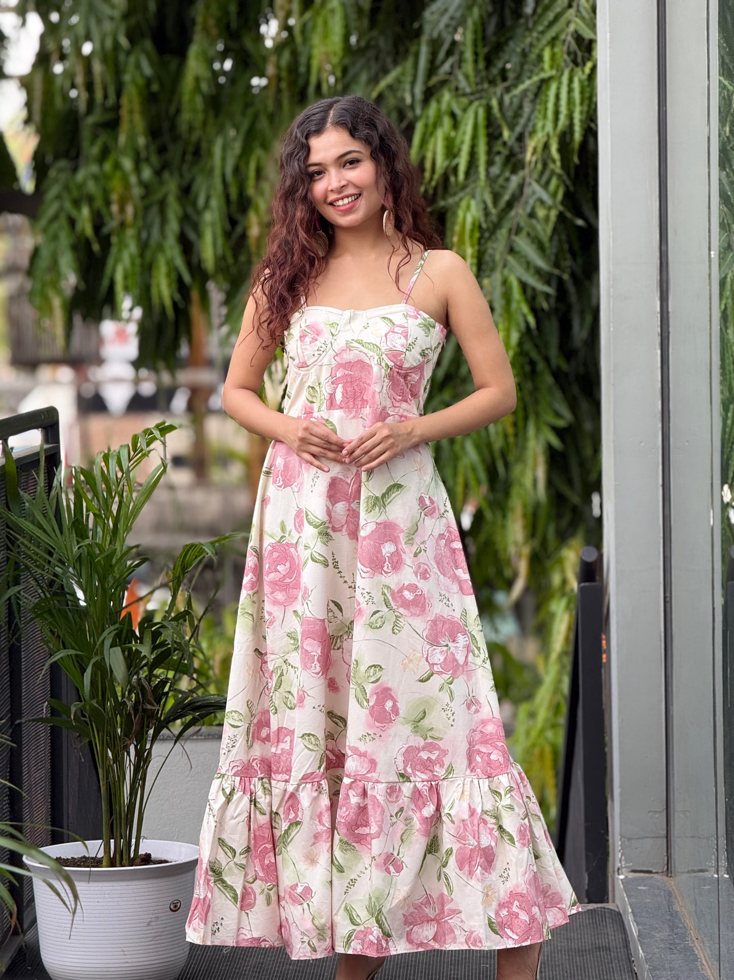 Blush Bloom Floral padded Maxi Dress