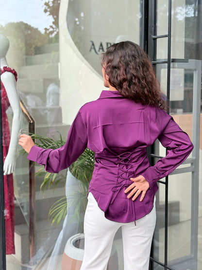 Corset Back Satin Shirt