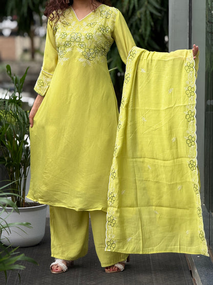 Embroidered pearl work 3 piece suit set