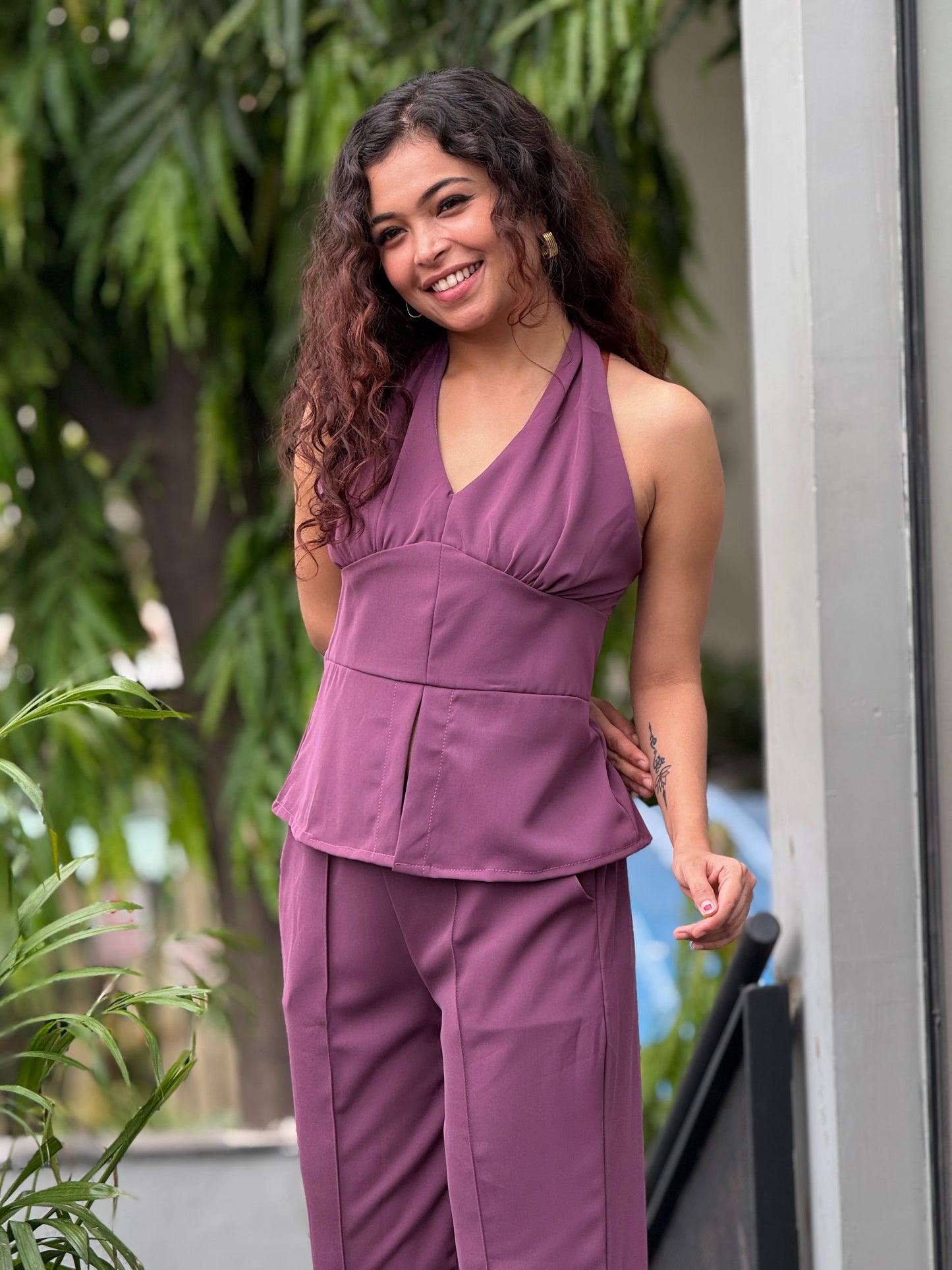 Halter neck co-ord front cut co-ord set