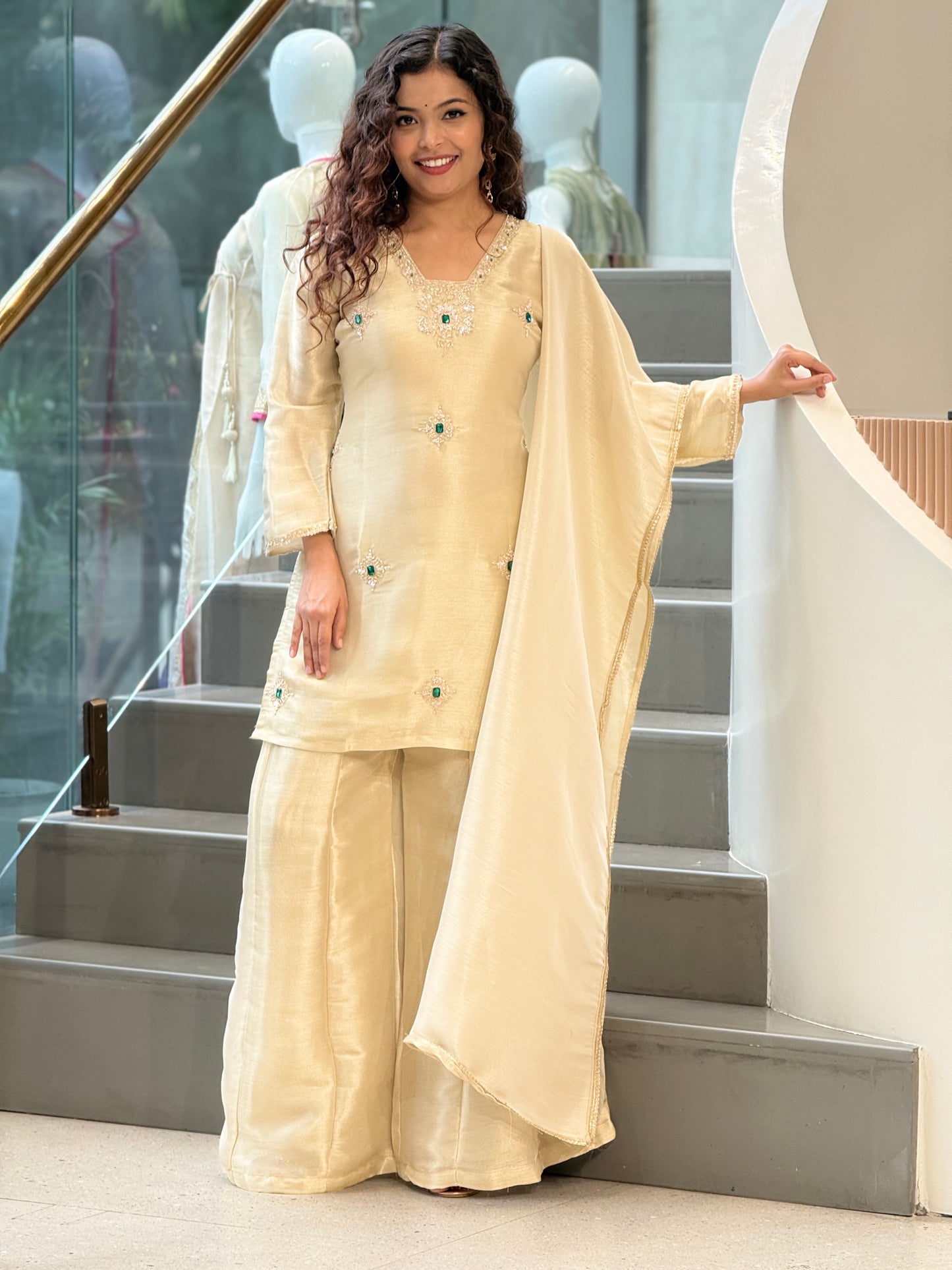 Silk Blend 3-Piece Suit Set with Dupatta