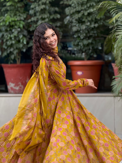 Anarkali pure cotton ghers suits set