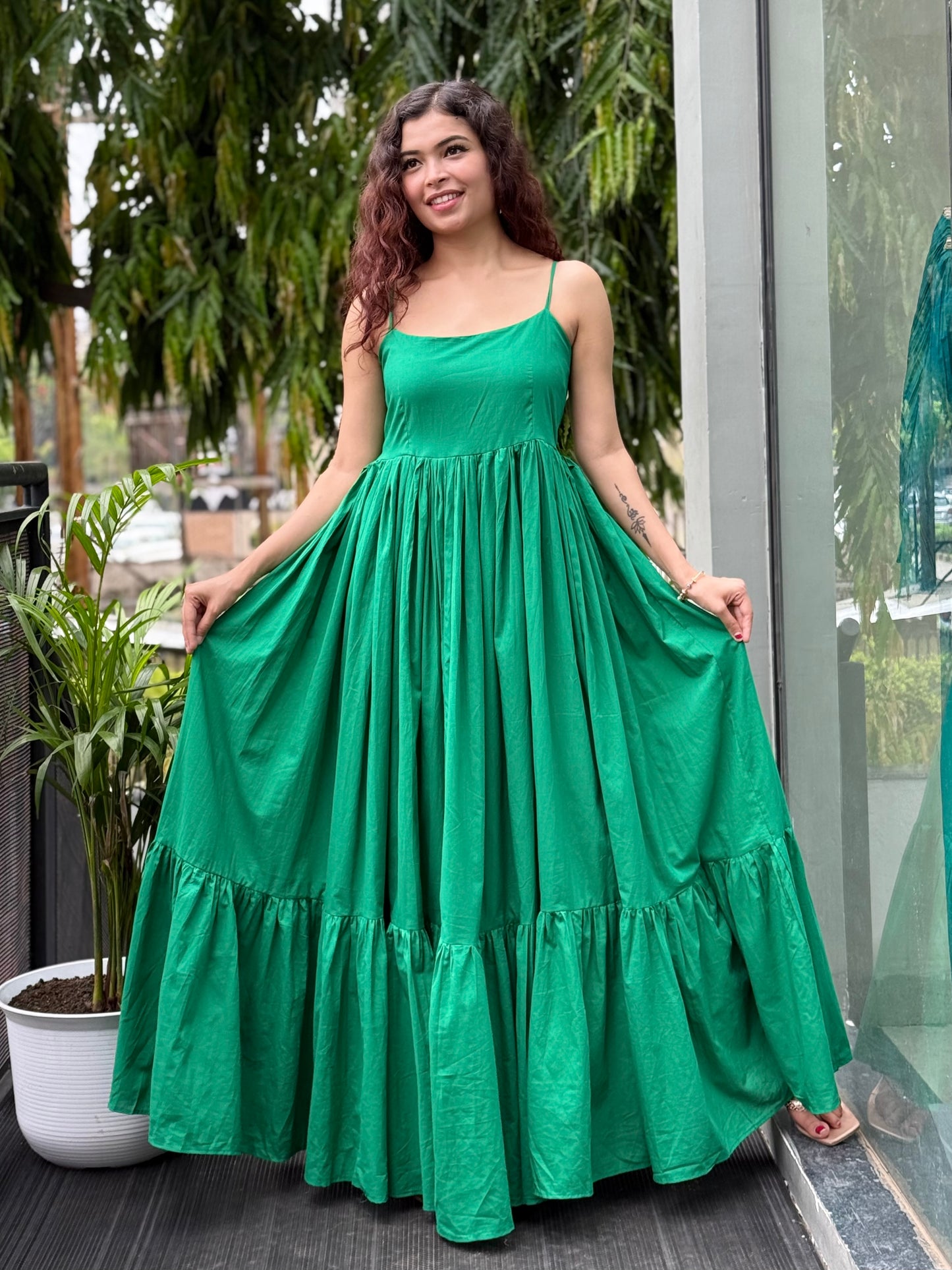Dreamy Tiered extra flare Cotton Dress