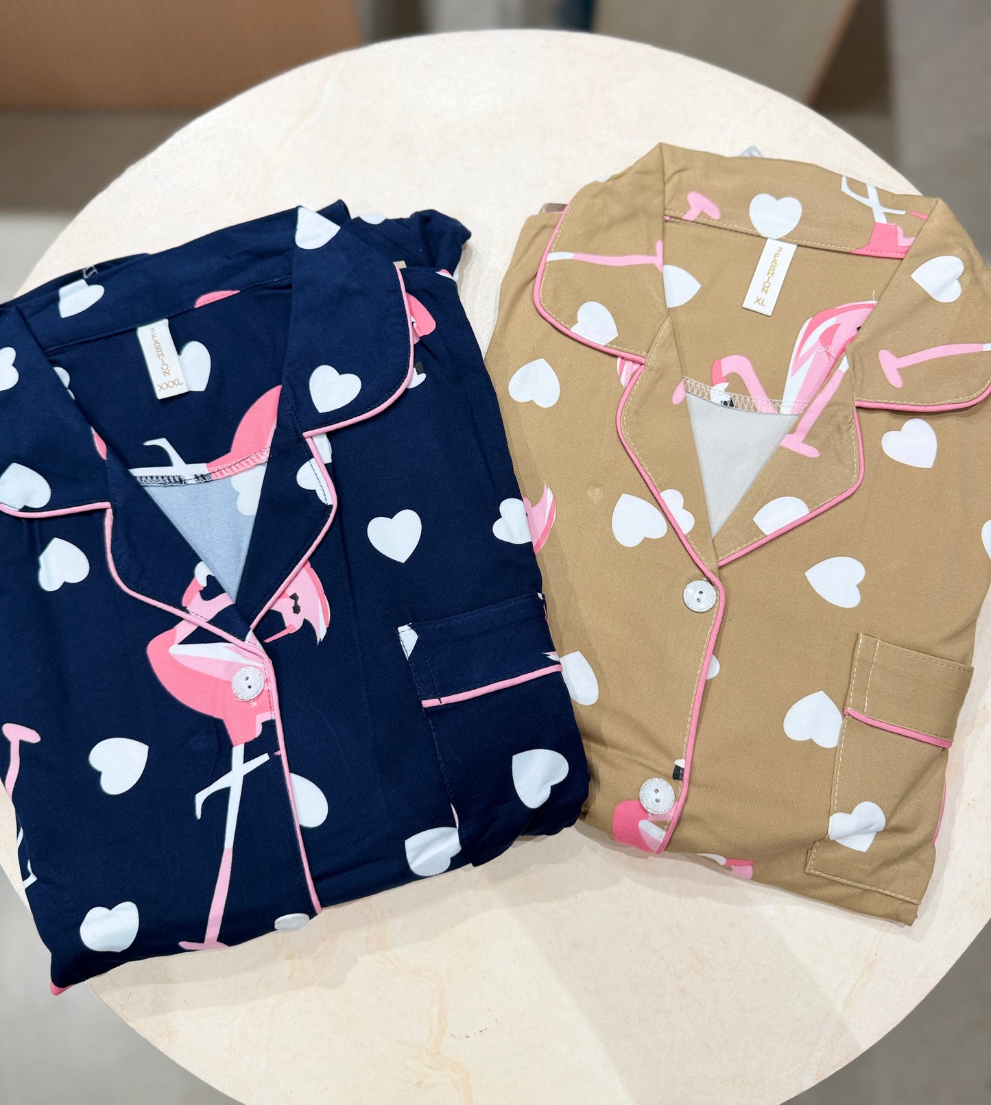 Flamingo heart 2 piece night suit set