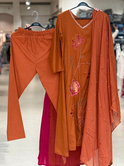 Cotton 3 piece partywear suit set