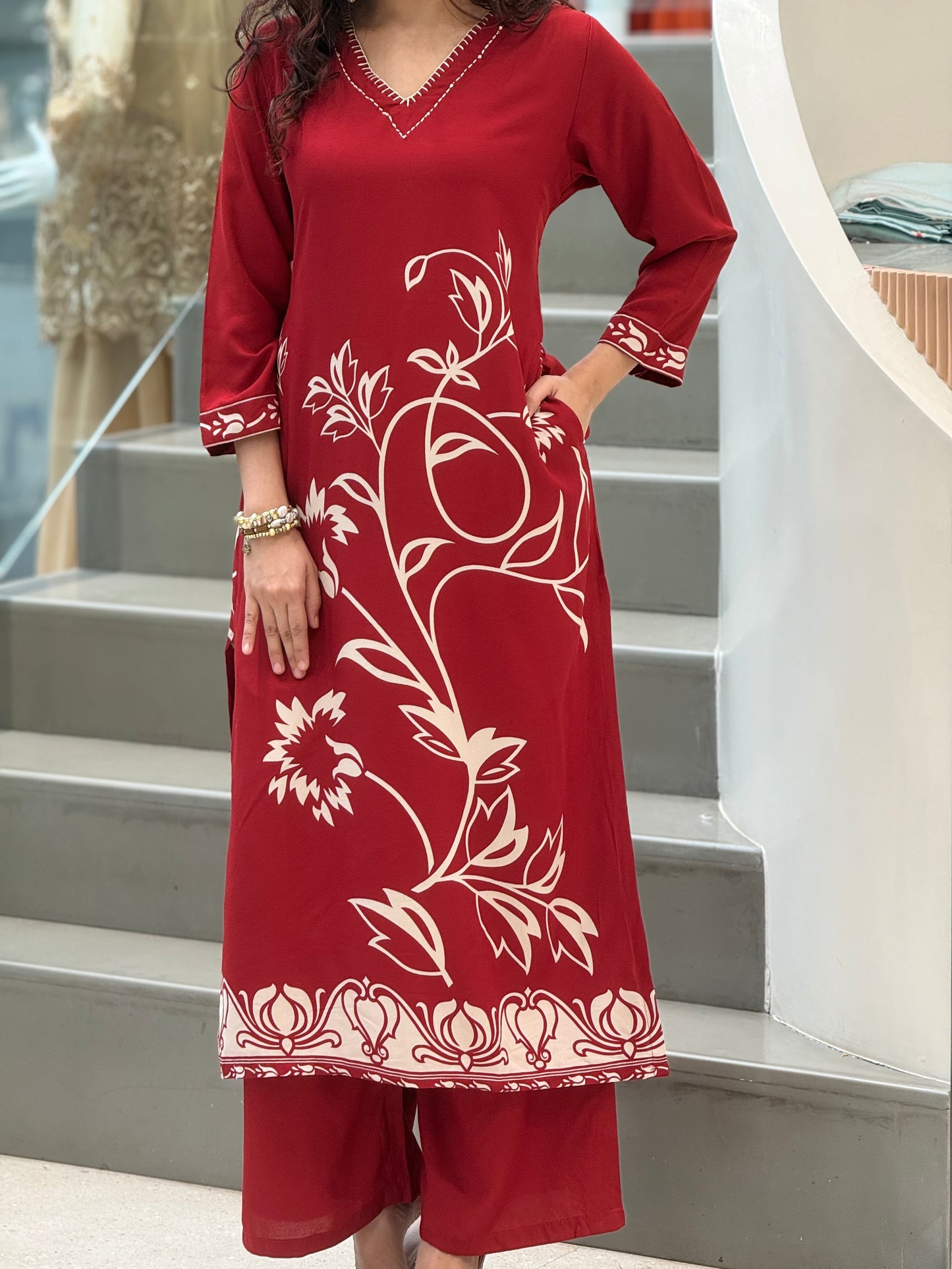 Floral Printed Kurta Palazzo Set