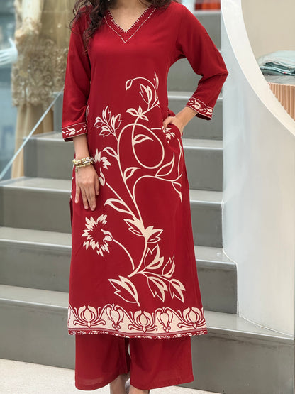 Floral Printed Kurta Palazzo Set