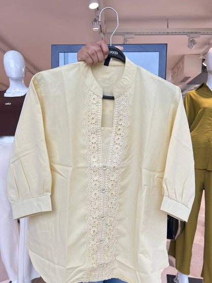 Lace Detail Cotton Shirt