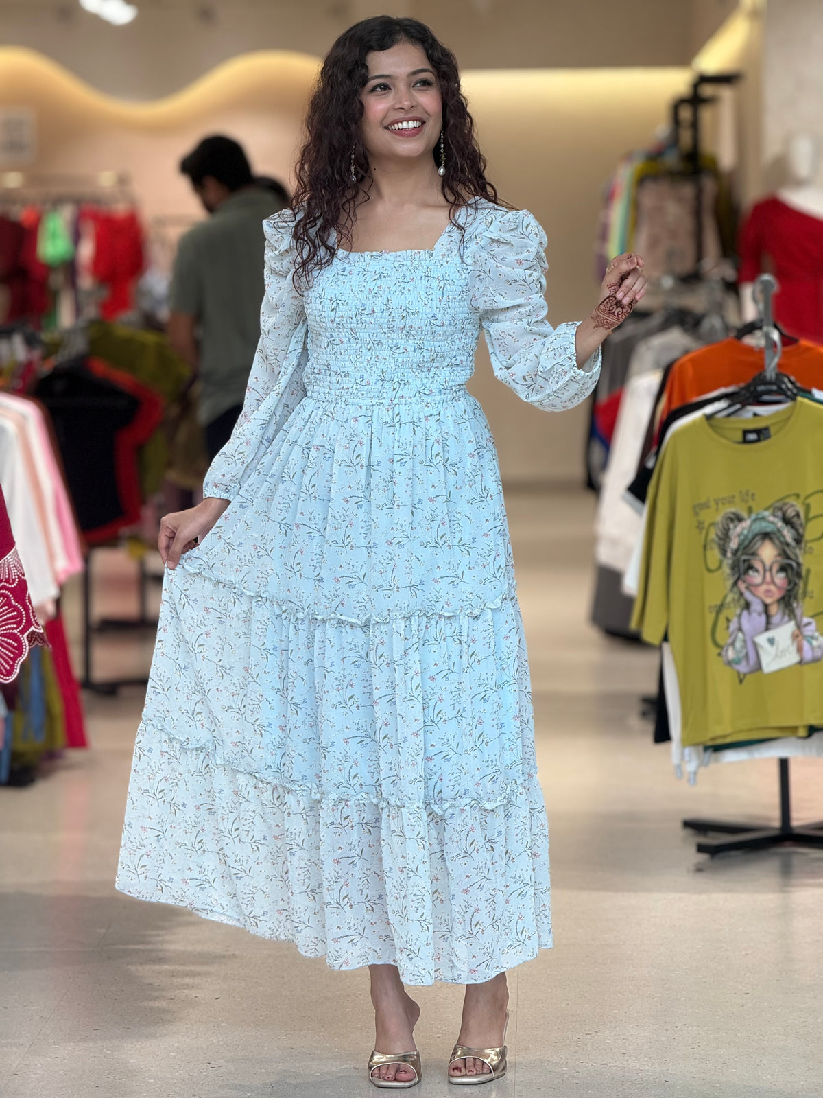 Floral one piece floor length dress