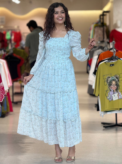 Floral one piece floor length dress