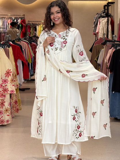 Sequence embroidered partywear 3 piece suit set