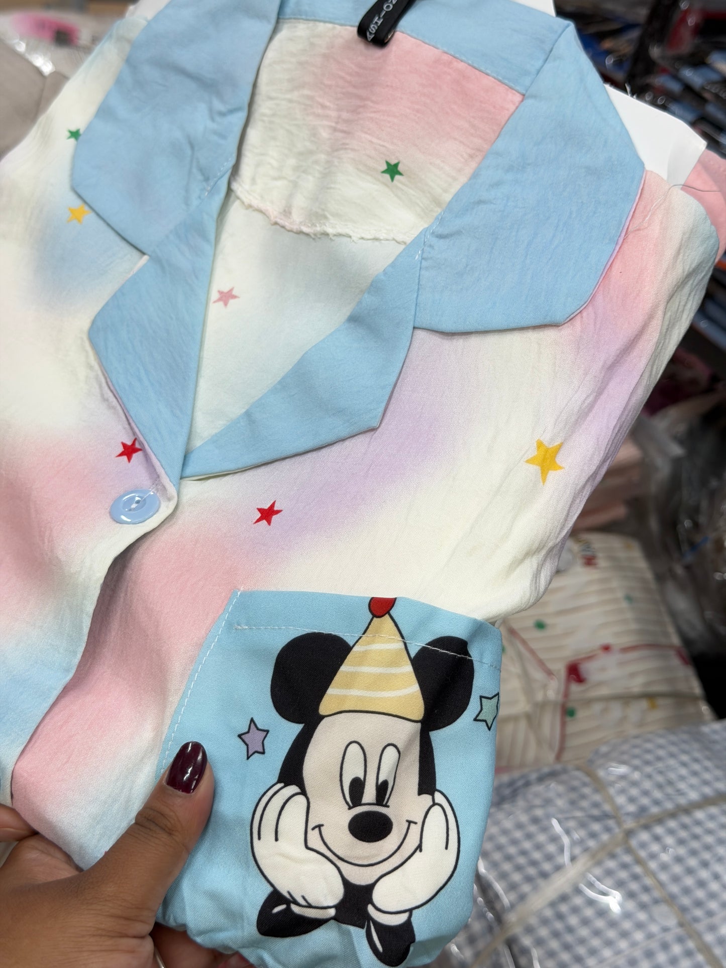tie die micky print 3 piece night dress
