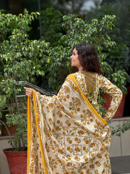Anarkali full sleeves cotton suit set