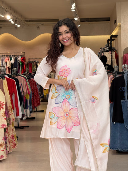 Printed stone sequence partywear three piece suit set