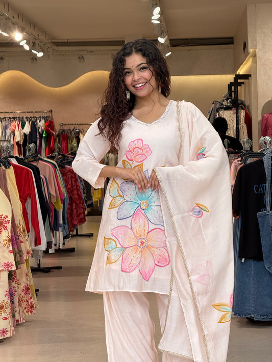 Printed stone sequence partywear three piece suit set