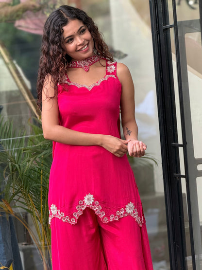 Partywear 3 piece plaazo suit set