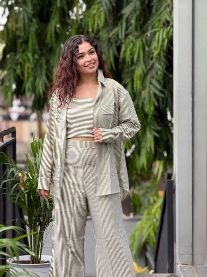 3 piece co-ord set with inner, oversized shirt and pant