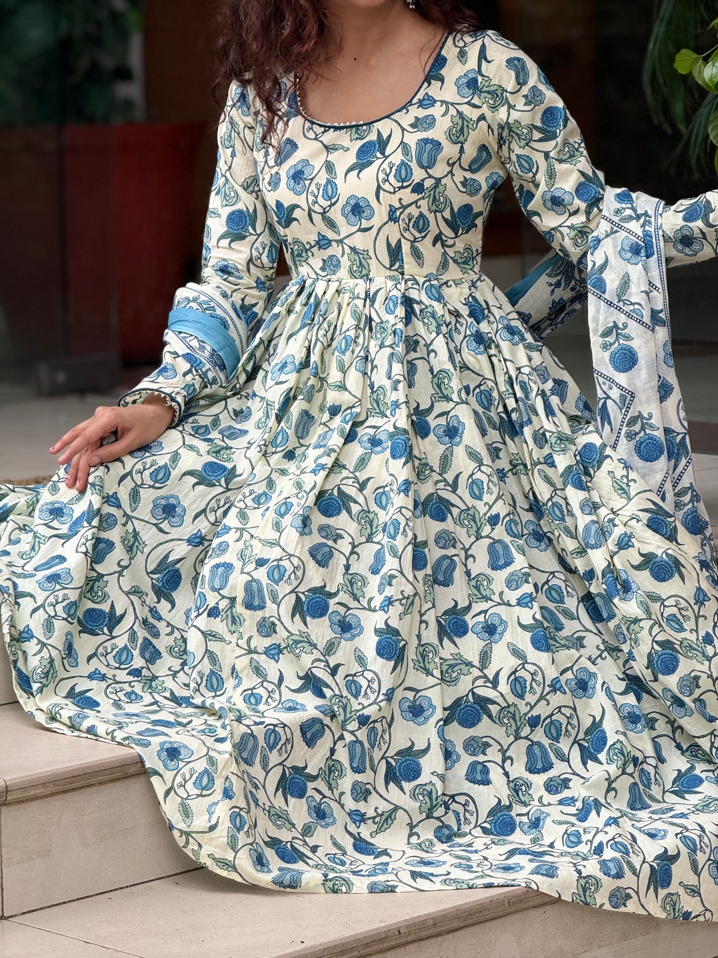Anarkali full sleeve cotton suit