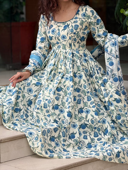Anarkali full sleeve cotton suit