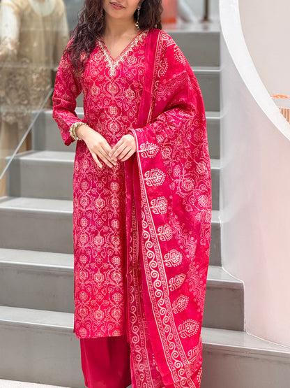 Printed Suit Set with Dupatta