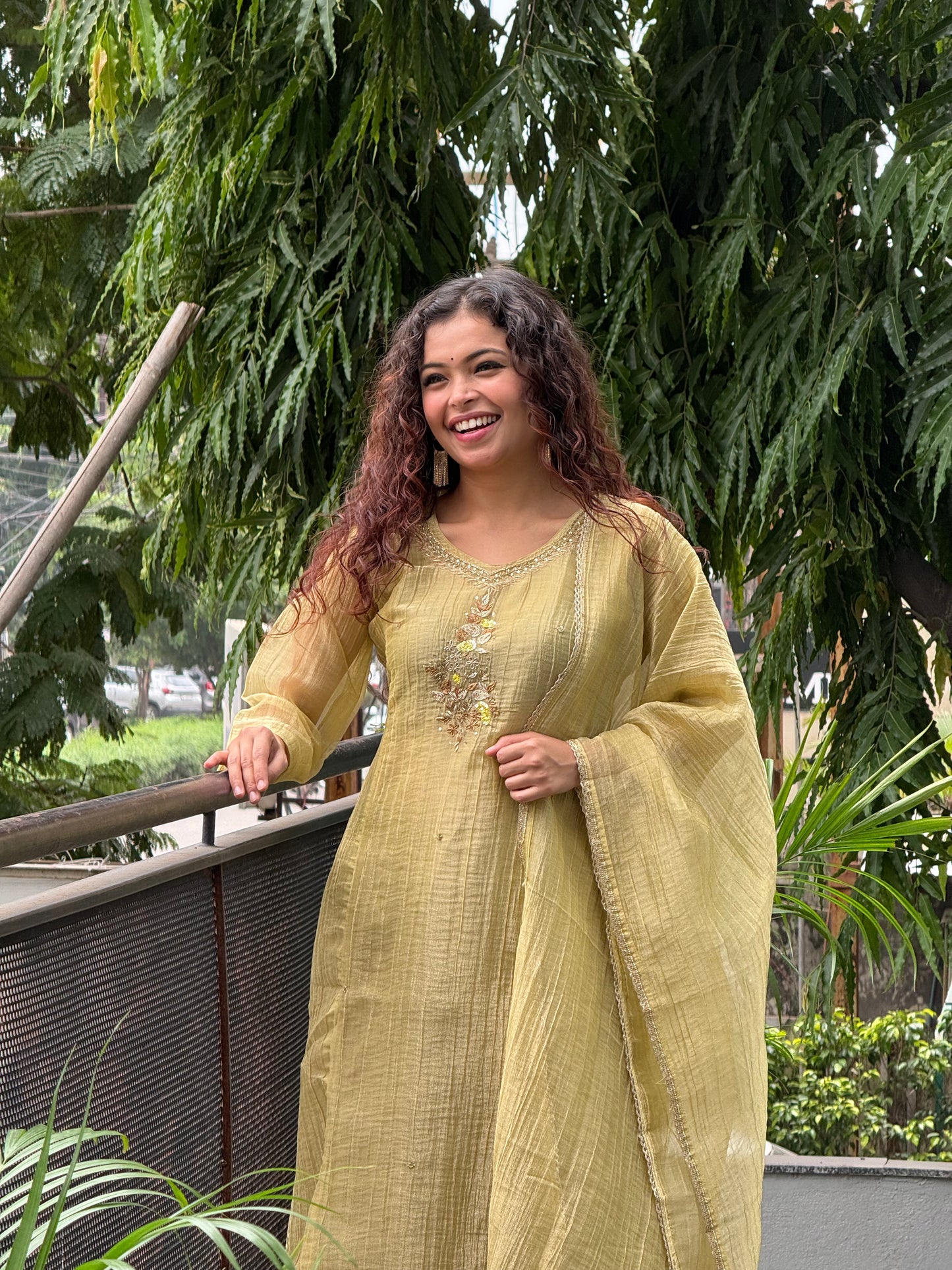 Stone work 3 piece partywear suit set