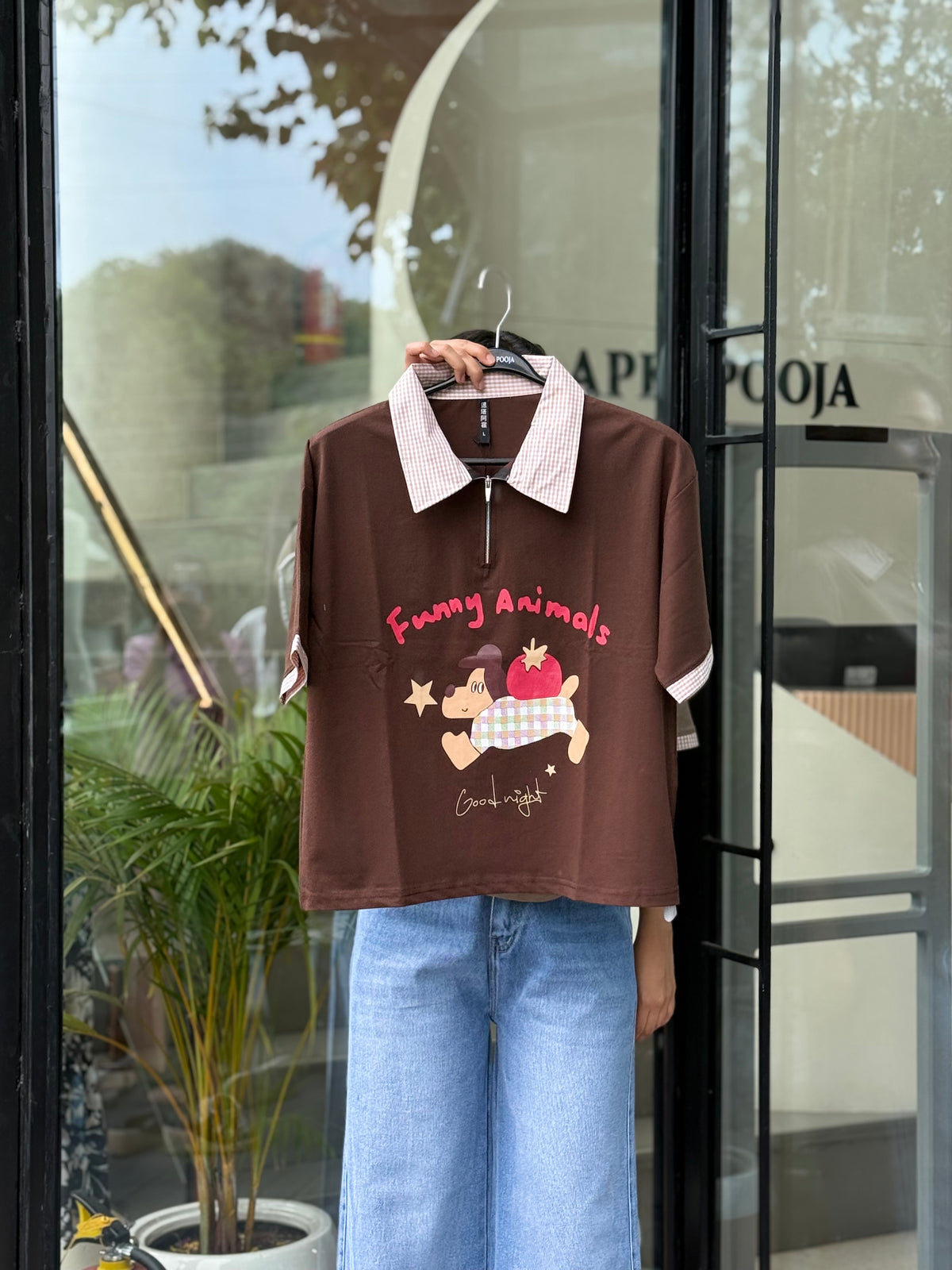 Graphic polo top