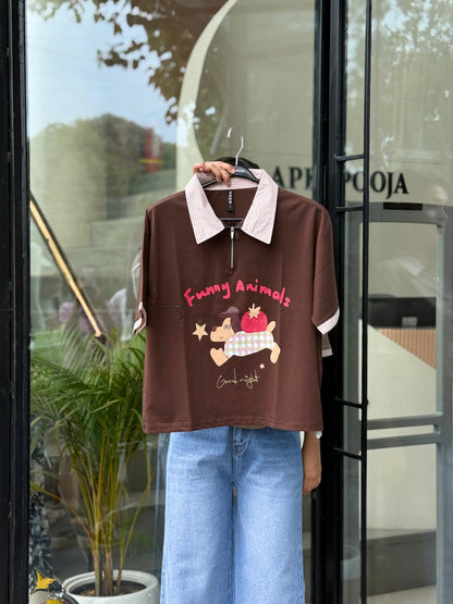 Graphic polo top