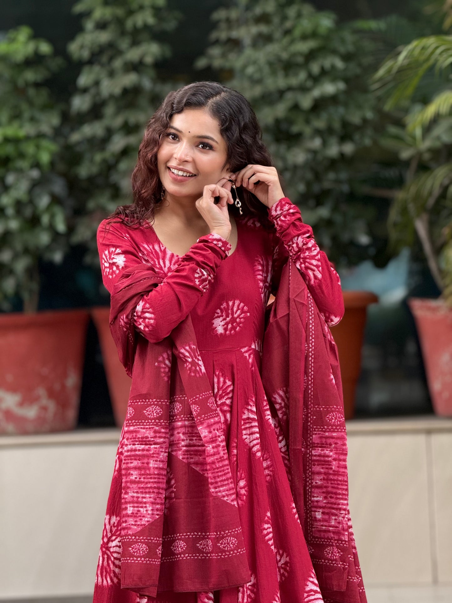 Anarkali ghera cotton suit set