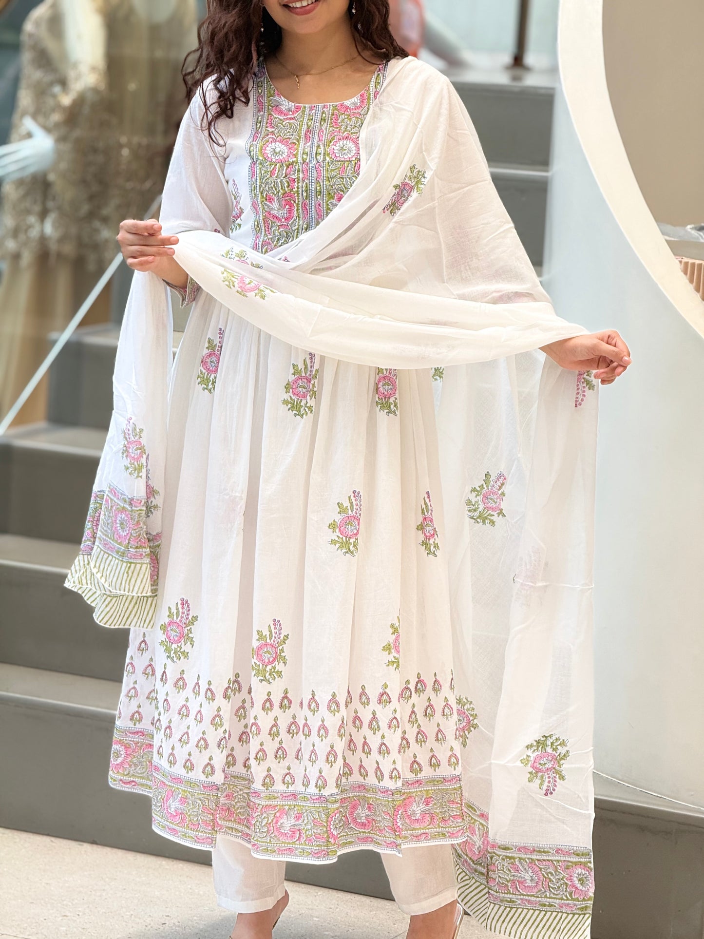 Neckwork embroidered 3 piece suit set