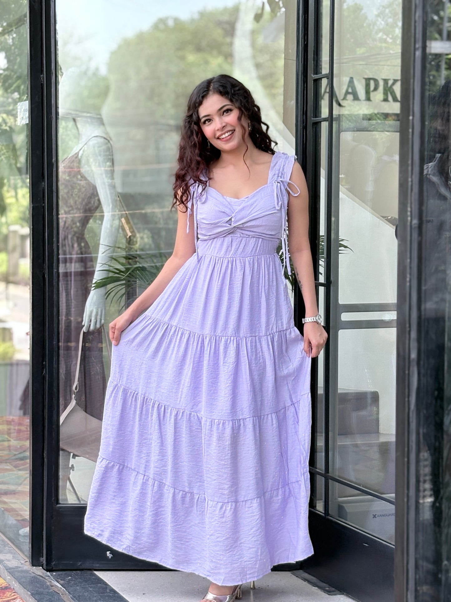 Sparkle Tiered Maxi Dress – Elegant Party & Casual One Piece