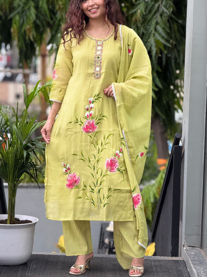 3 piece mirror work suit set