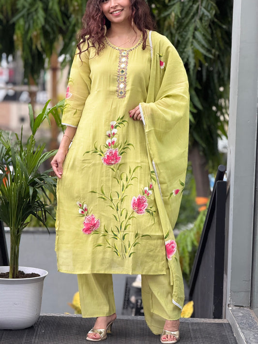 3 piece mirror work suit set