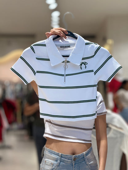 Zip up body fit tee