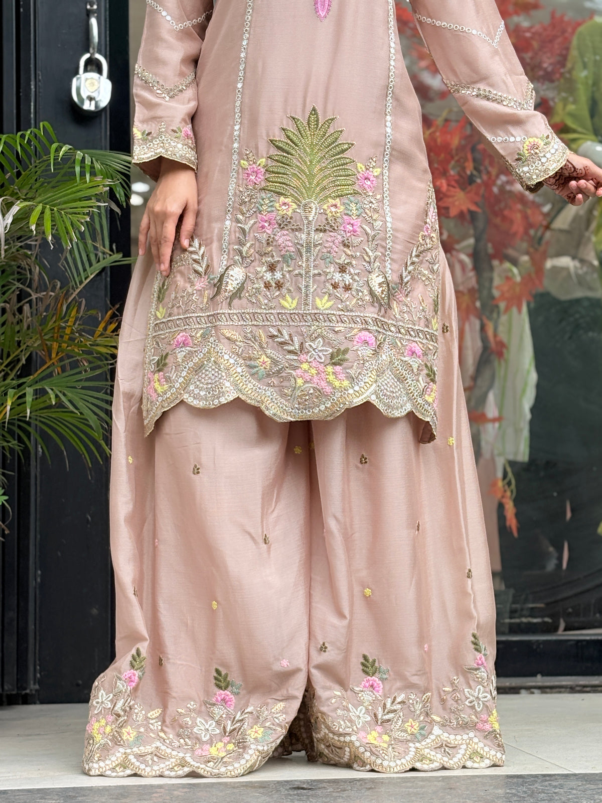 3 piece embroidered partywear suit set