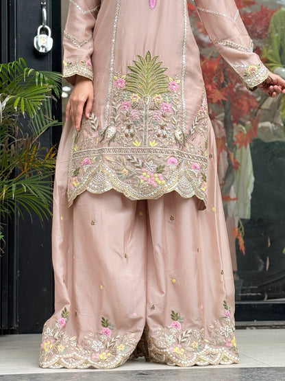 3 piece embroidered partywear suit set