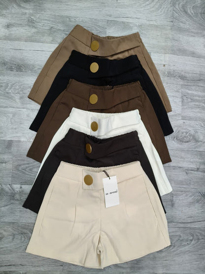 Women’s High-Waist Tailored Shorts with Statement Button