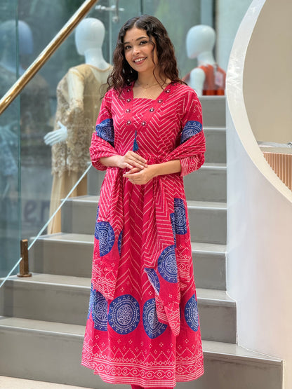 Bandhani print 3 piece suit set