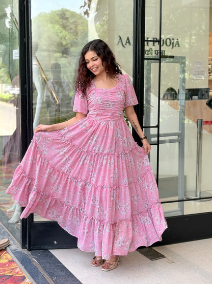 Elegant Floral Flowy Maxi Dress