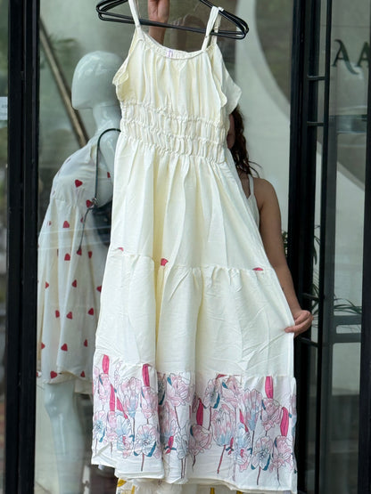 Floral Border Cotton Maxi Dress