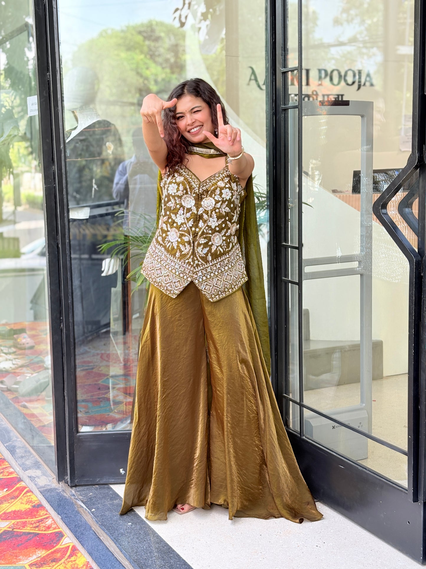 Festive Palazzo Set with velvet crop top