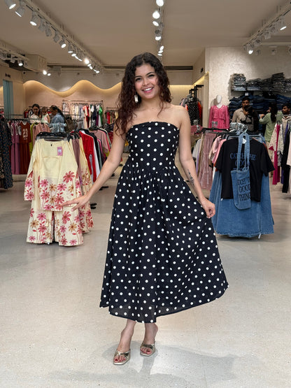 Polka dot tube one piece dress