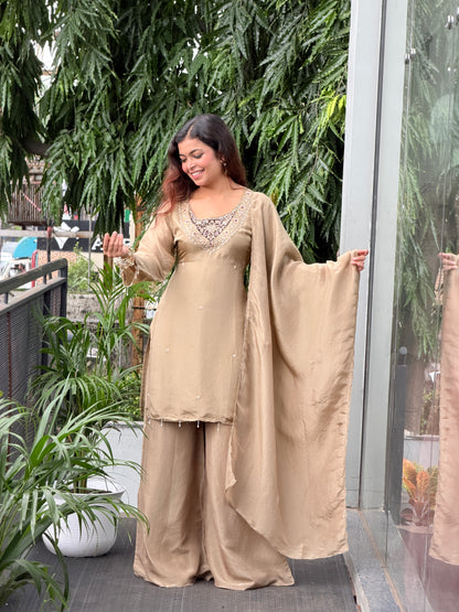 stone neckwork 3 piece partywear suit set