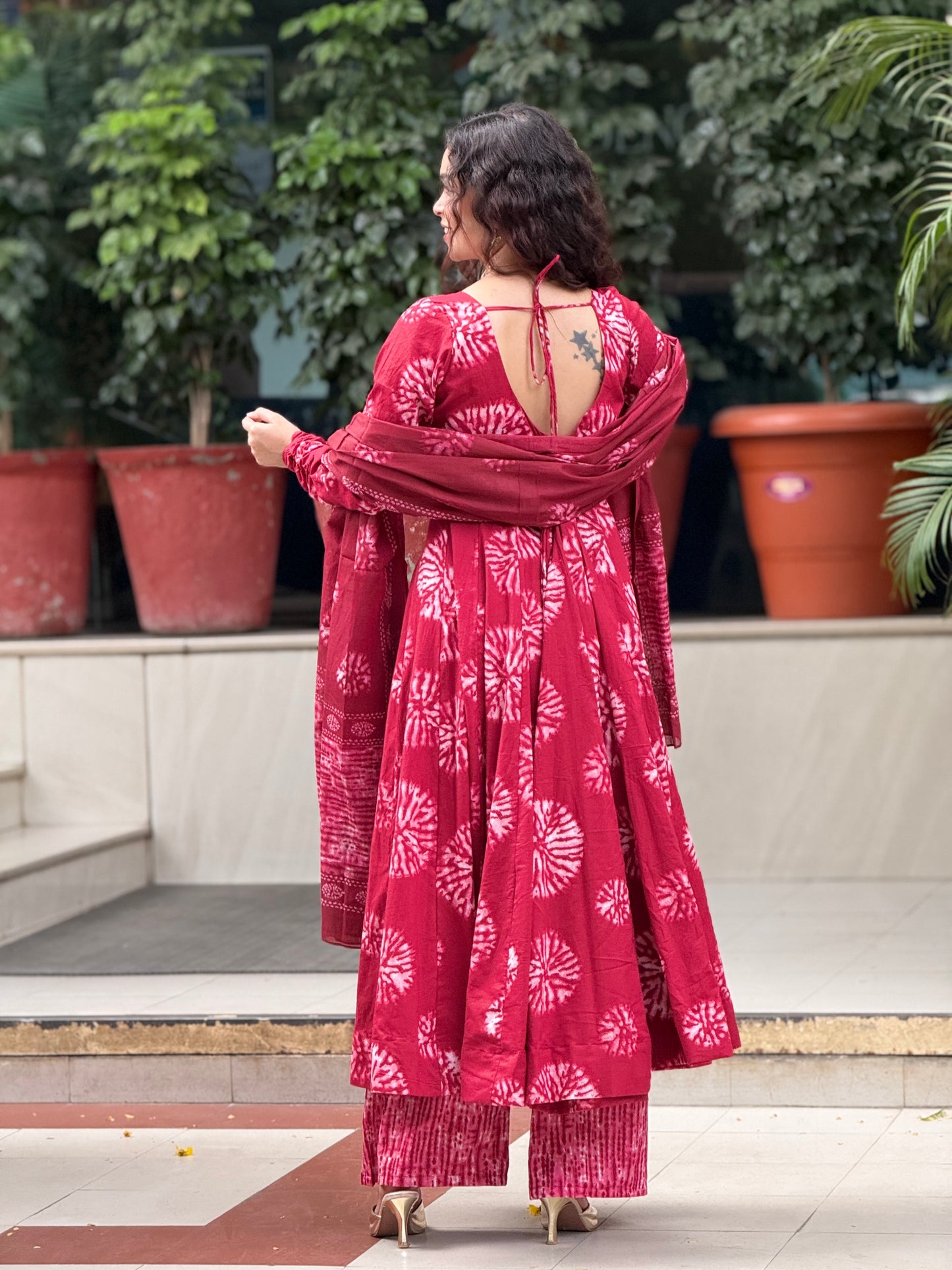 Anarkali ghera cotton suit set