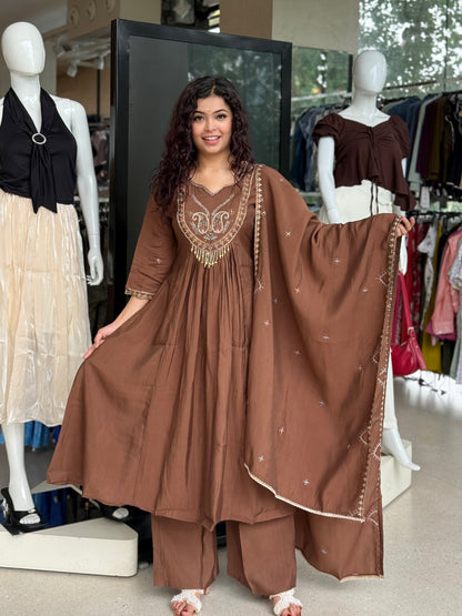 partywear neck stone work 3 piece suit set